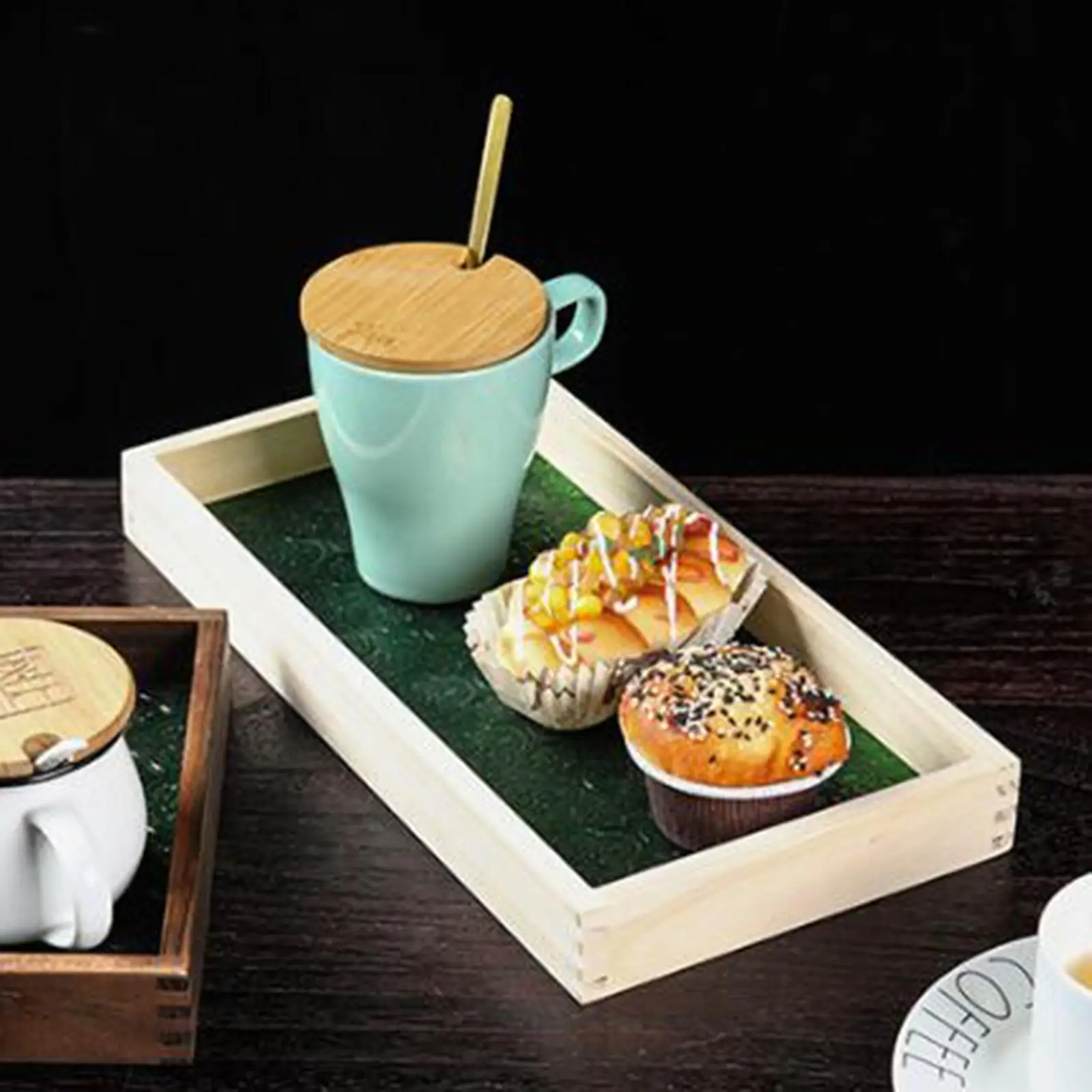 Wooden Serving Tray Retro Food Platters Serving Platters Countertop Breakfast Tray for party Appetizers Coffee Breakfast