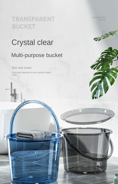 Light Luxury and Practical Transparent Portable Buckets Household Plastic  Bath Bucket Thickened Water Storage Bucket with Cover - AliExpress