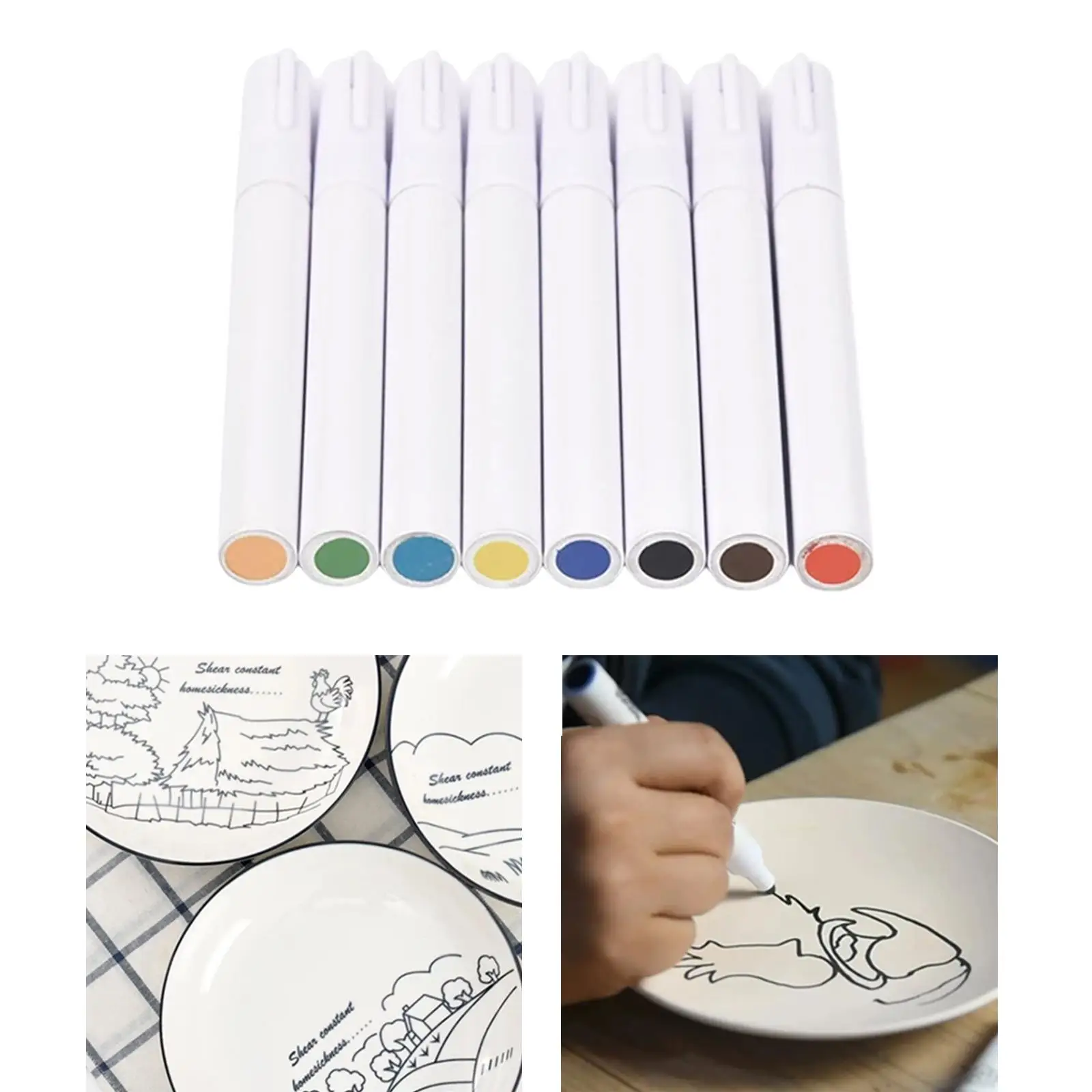 8 Pieces Underglaze Marker Pen Set Water Based Ink DIY Clay Special Pen