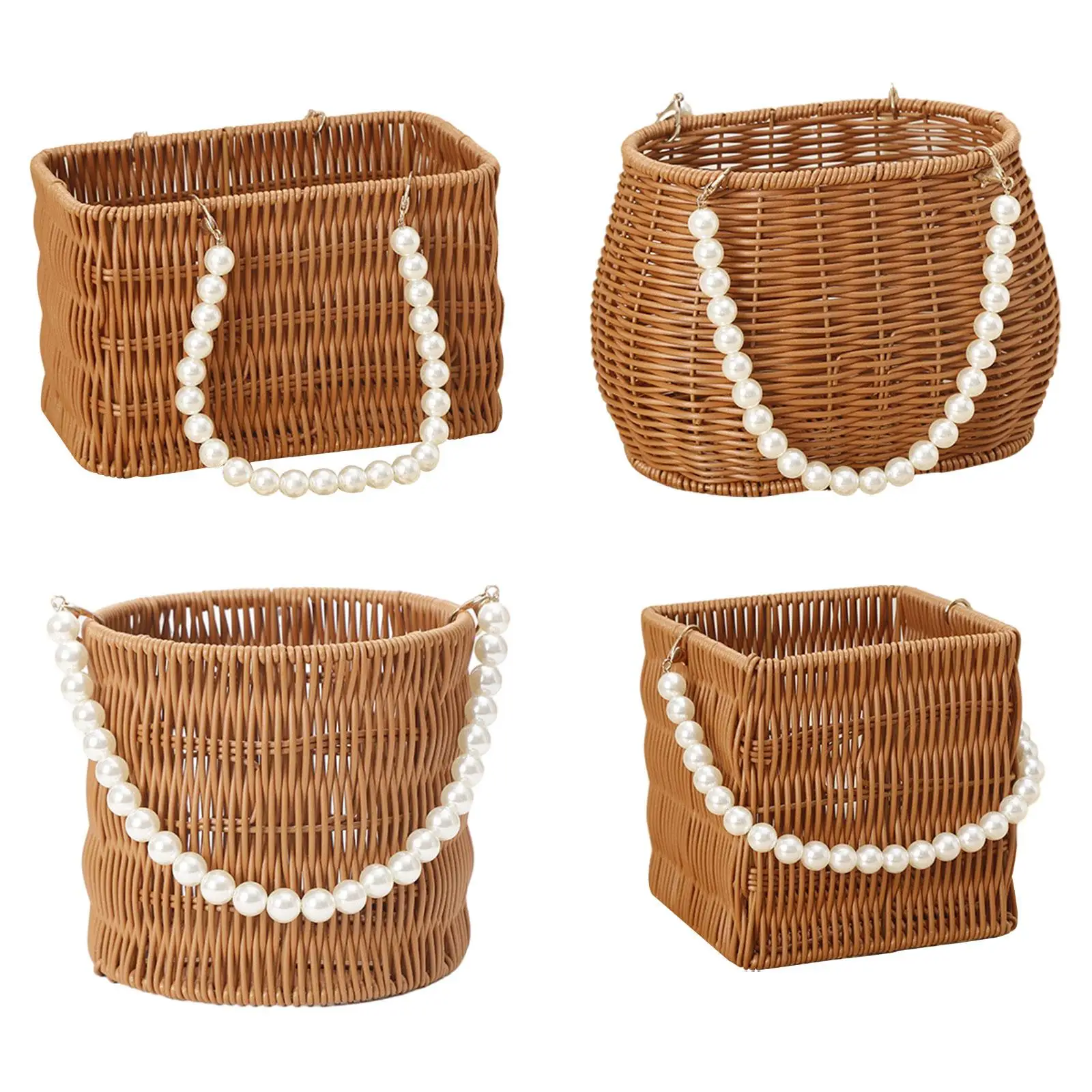 Imitation Rattan Basket Flower Basket Handwoven Basket for Small Daily Items