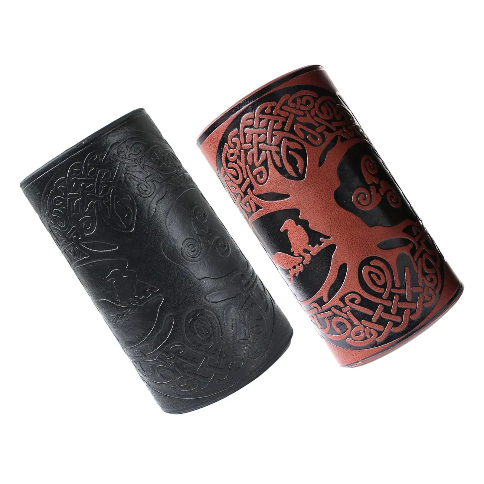 PU Leather Bracelet Medieval Men Cuff Wristband Jewelry Armor Leather Gauntlet Wristband Adjustable for Live Action Role Playing
