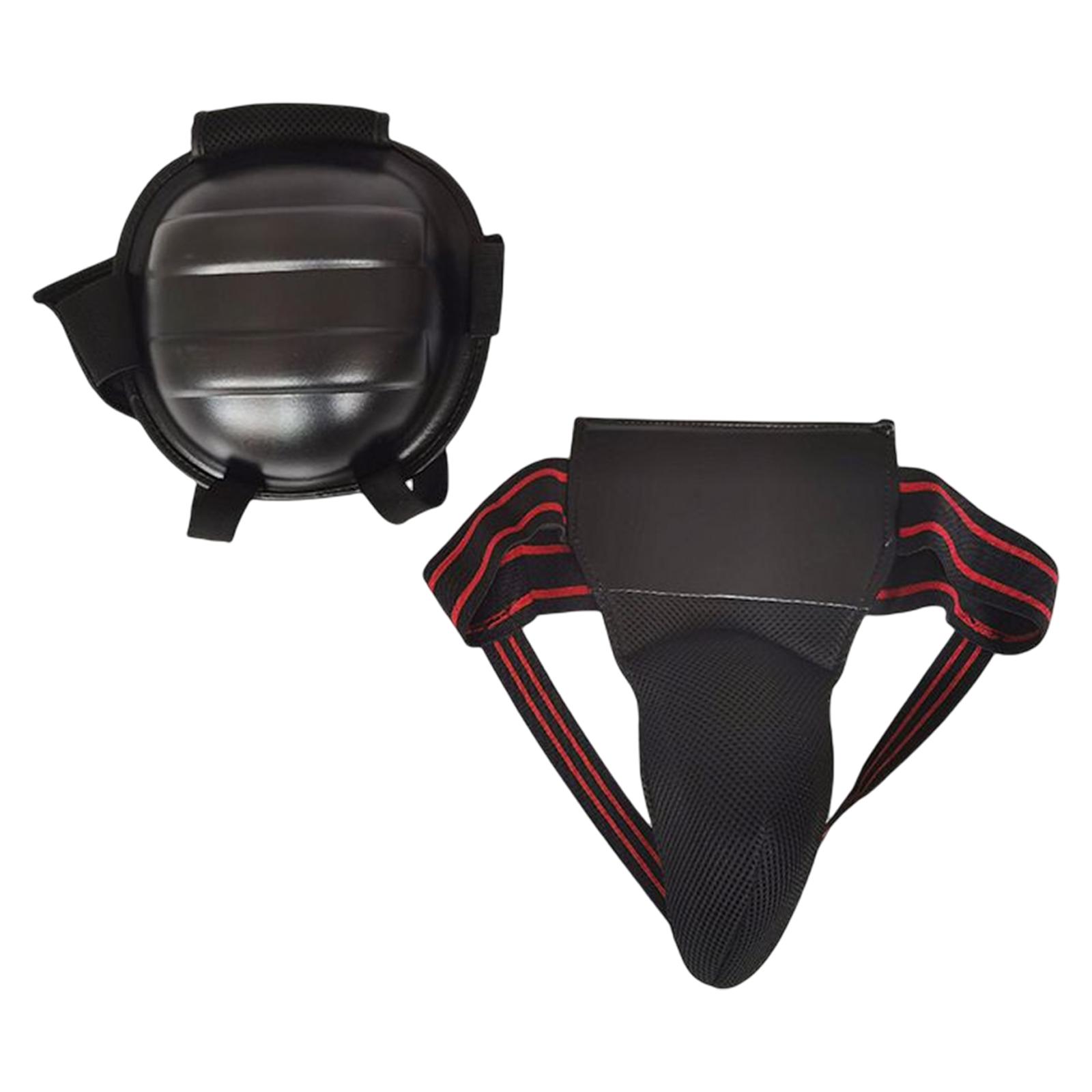 2Pcs Taekwondo Groin Protector Underwear Sanda Kickboxing Head Gear for Boxing, MMA Fighting, Sparring, Martial Arts, Grappling