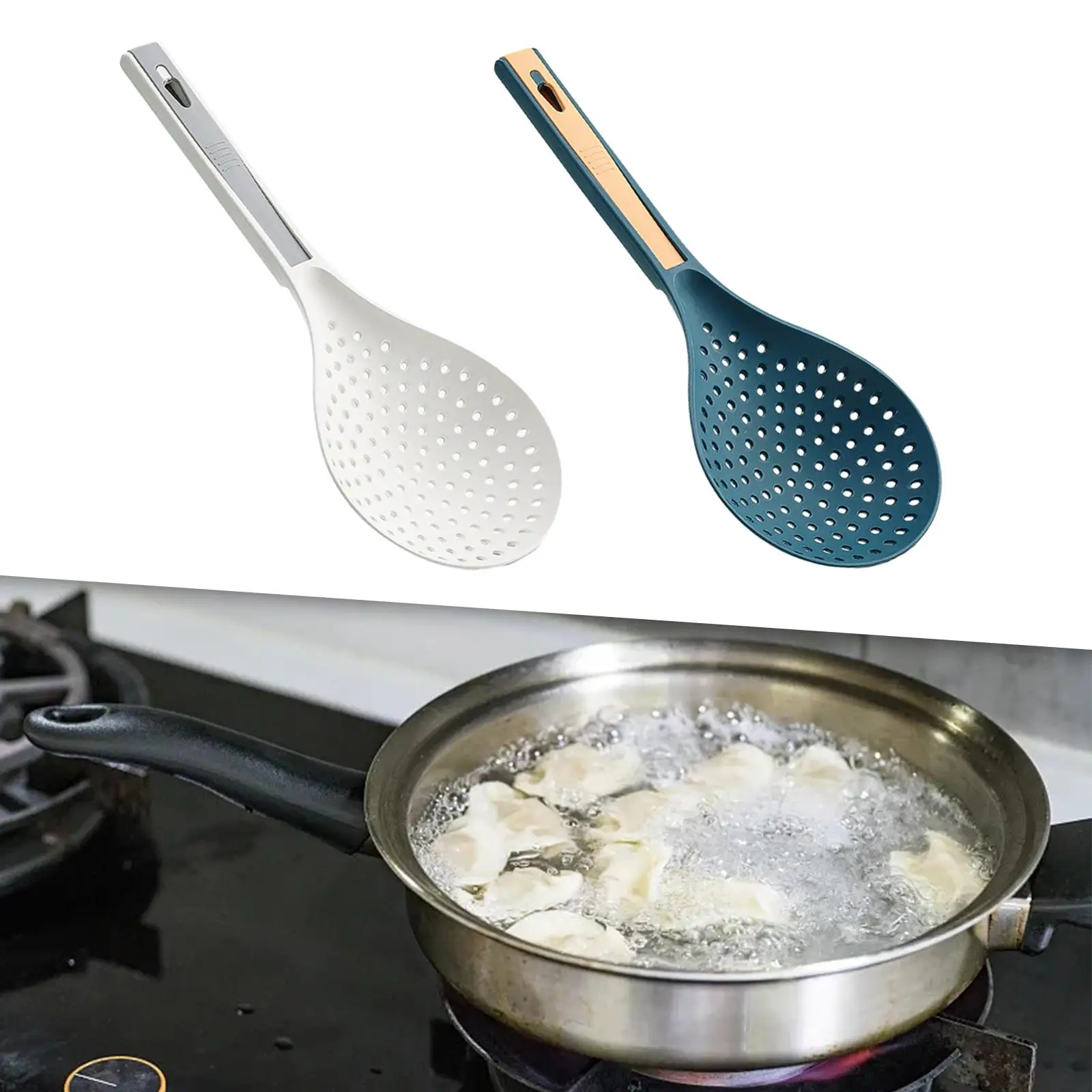 Kitchen Skimmer with Handle Round Mesh Spoon Fine Mesh Sieve Sifter Strainer Mesh Basket for Noodles Kitchen Cooking Dumplings