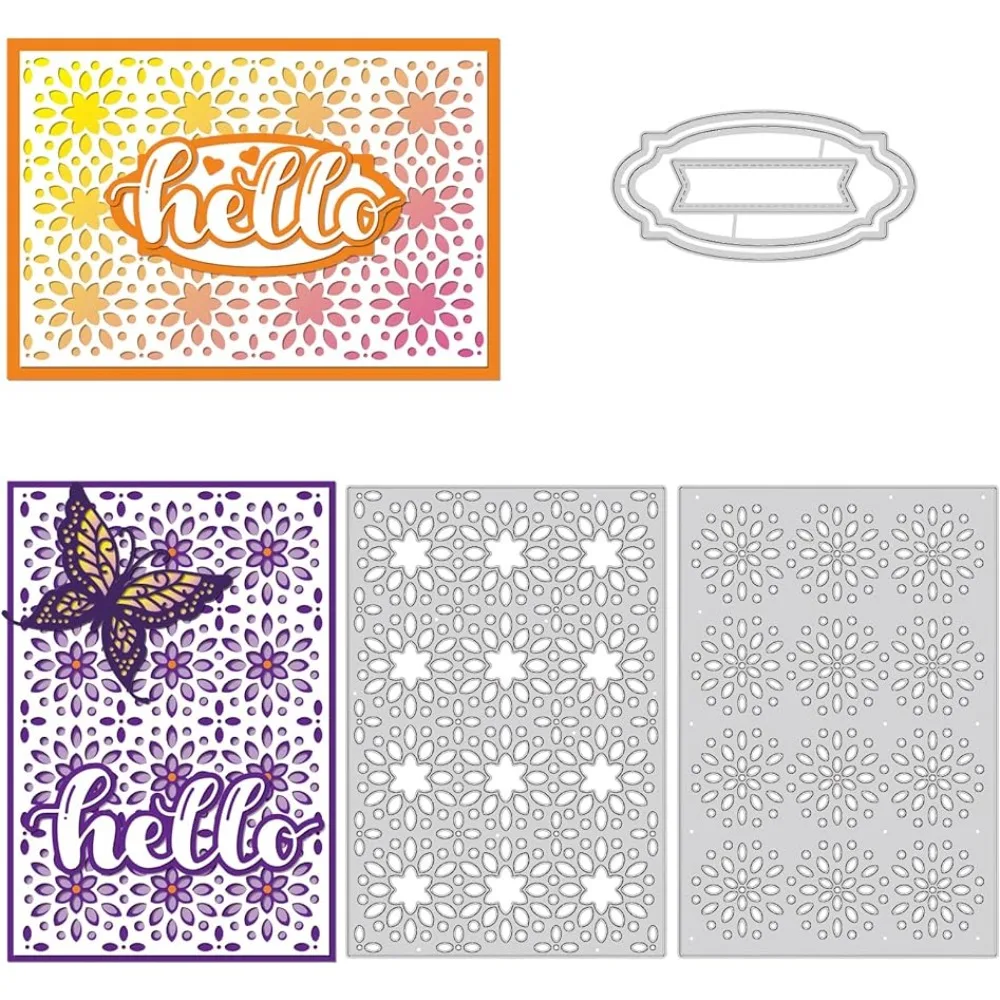 Flower Pattern Aço Carbono Stencils, Layered Cartão,