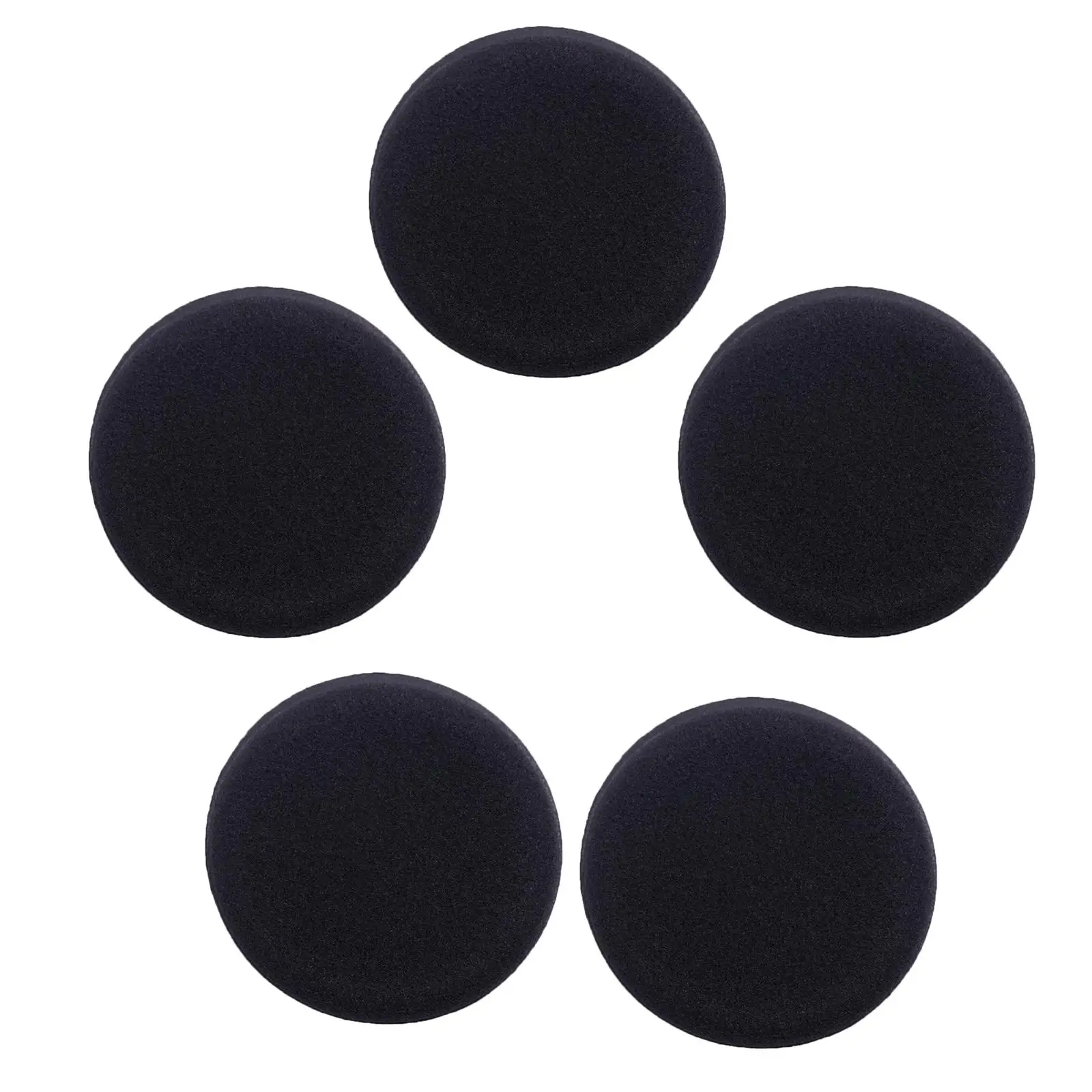 5Pcs Waxing Pads, Black Cleaning Tool, Round, for Vehicle, Soft Buffing Sponge