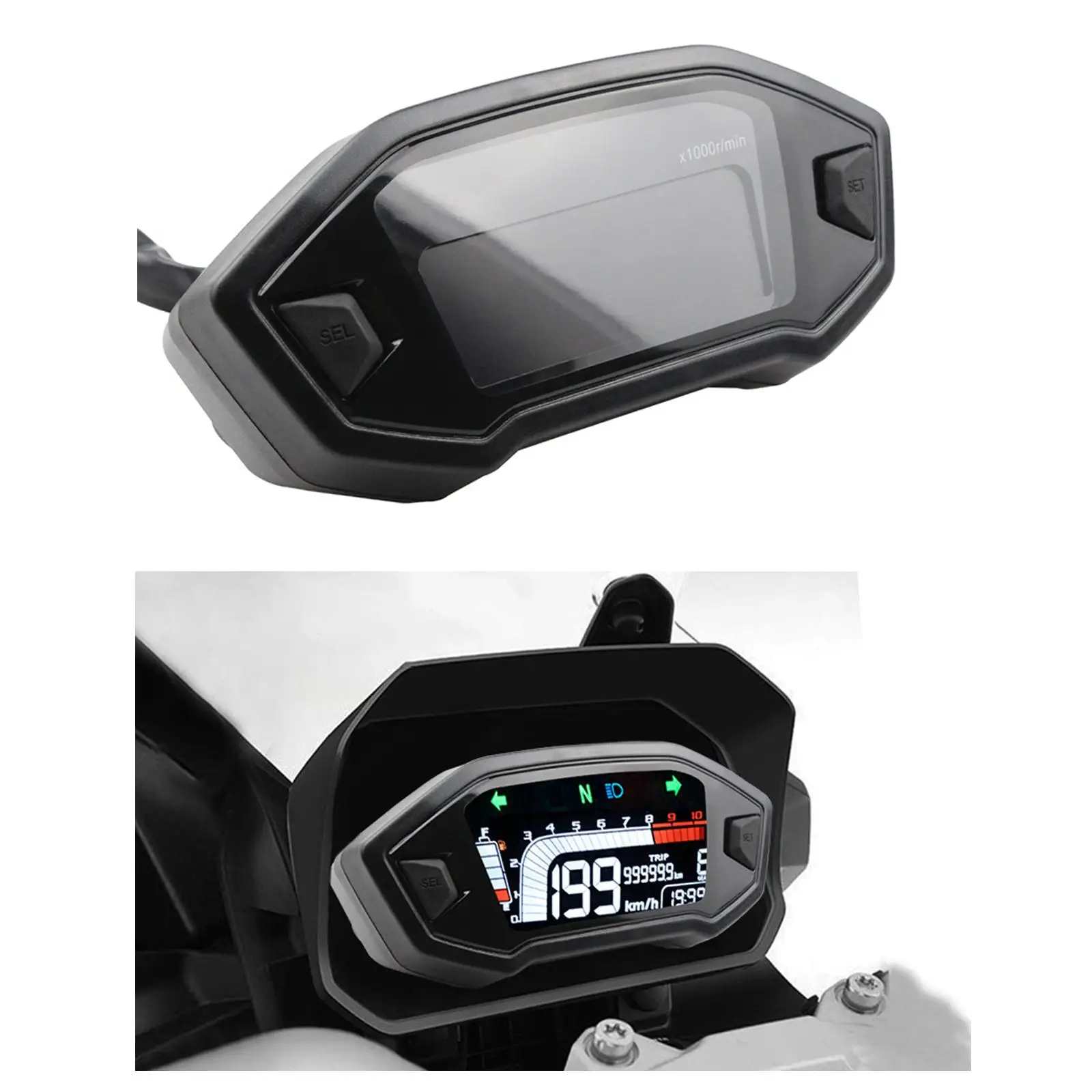 Motorcycle LCD Digital  Gauge Universal DC 12V Waterproof for 1, 2, 4 Cylinder Motorcycles