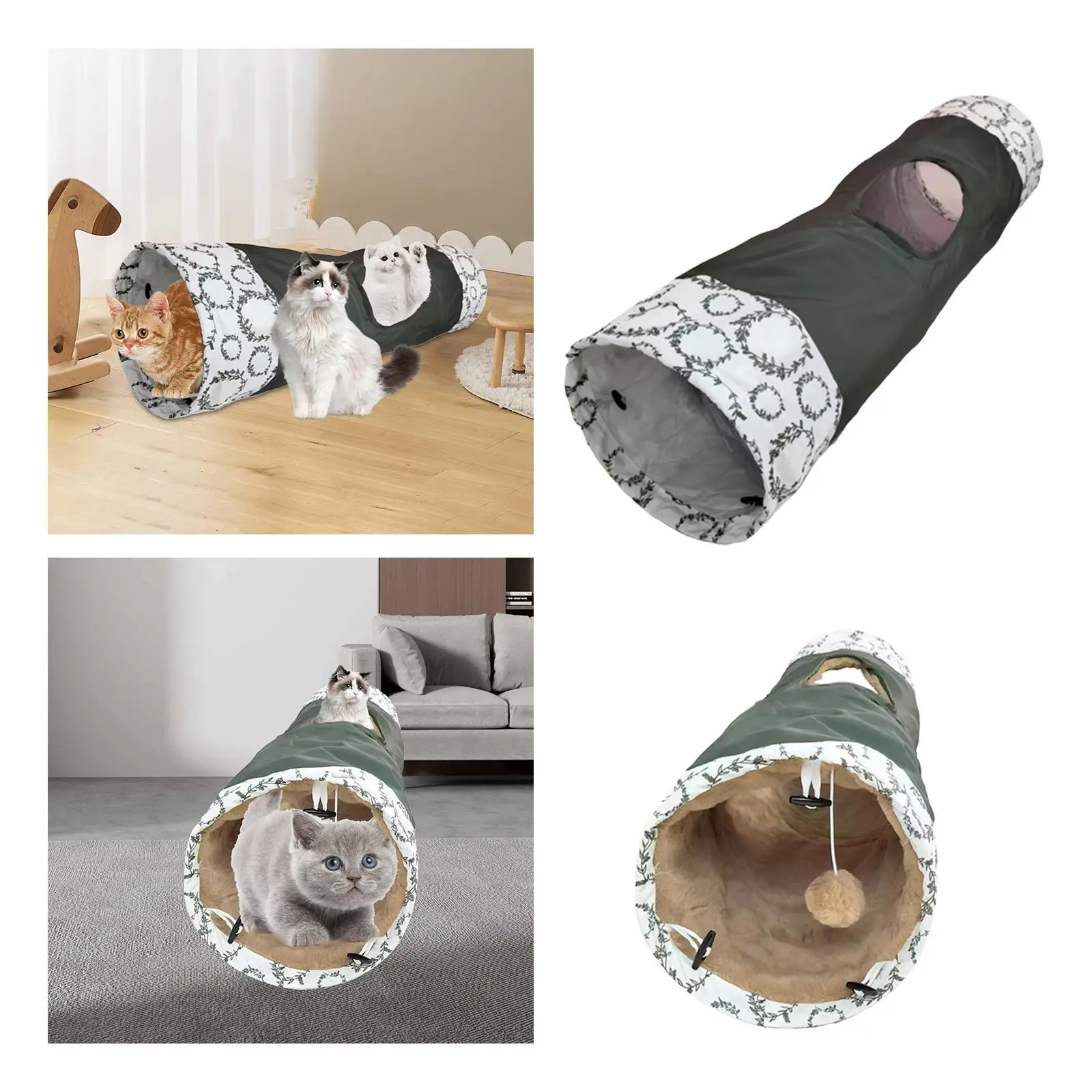 Interactive Cat Tunnel Collapsible Tube Pet Toys House Cat Supplies Kitten Nest Pad for Kitten Rabbits Indoor Cats Small Animals