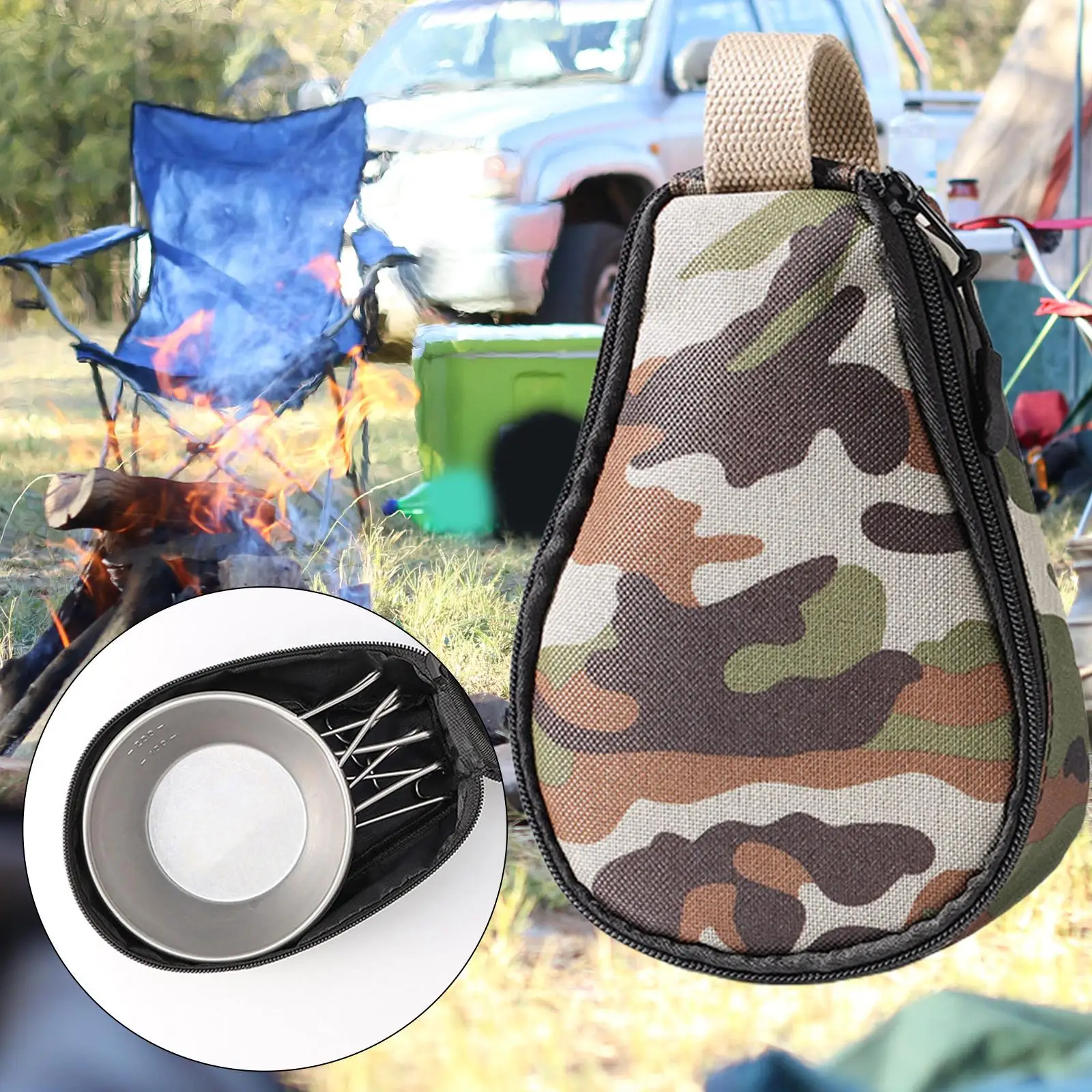 Outside Bowl Bag Oxford Cloth Tableware Storage Park BBQ Barbecue Travel