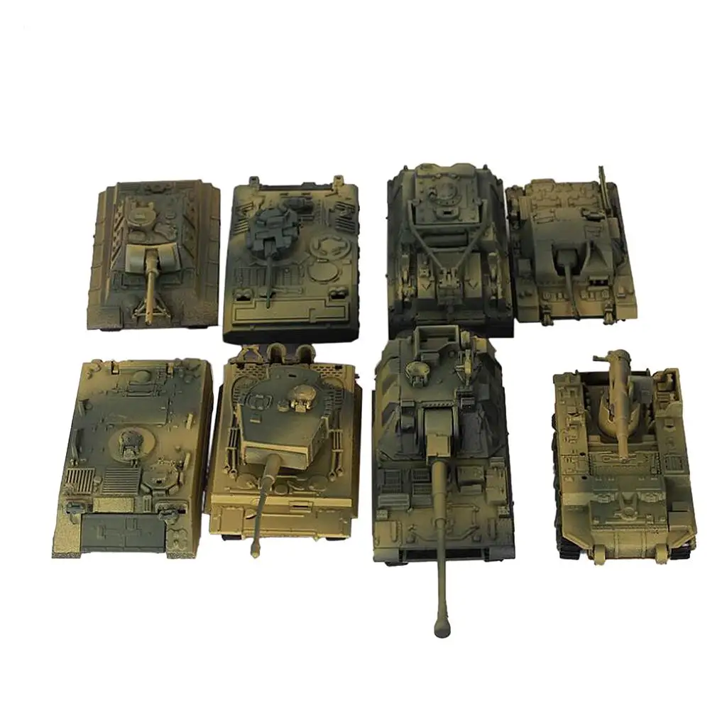 8 Pieces 4D Modern Tank Model 1:72 Heavy Tank Sand Table Model Wargame Game Diorama Scenery Layout Accessory