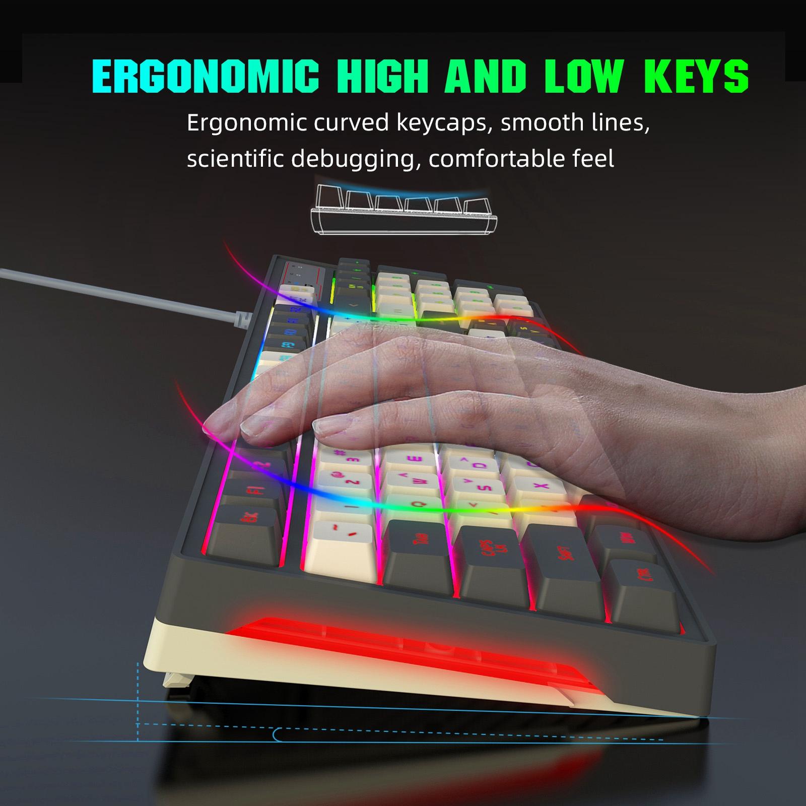 96 Keys Wired Mechanical Keyboard 80% Compact Ergonomic USB C RGB Lighting Effect USB Membrane Keyboard for PC Laptop Office