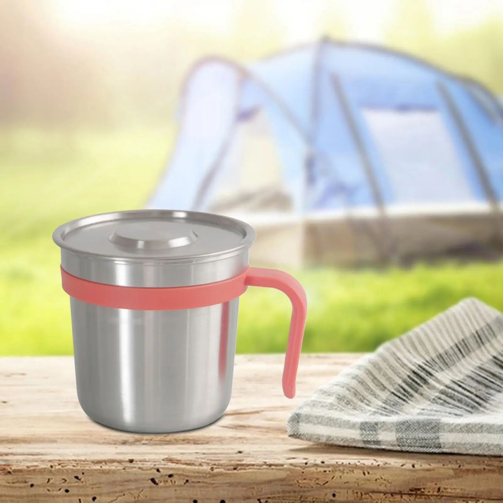 Camping Cup Portable Reusable with Lid Tea Water Cup for Hiking Trips Travel