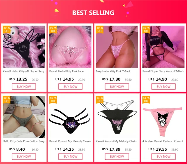Sexy Hello Kitty Y2K Cartoon Couple Underwear Anime Thin Strap Women Thong  Kawaii Sports Letter Man Briefs Cute Gifts for Lovers - AliExpress