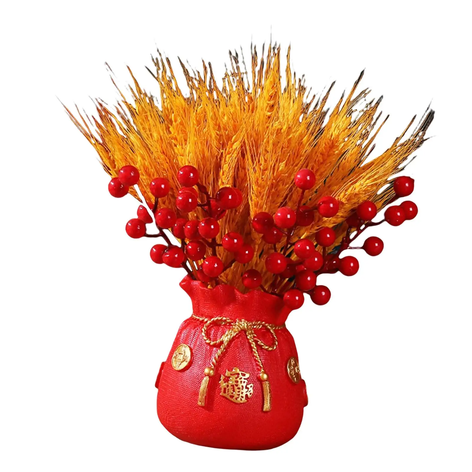 Resin Bag Shape Dried Wheat Vase Table Centerpiece Floral Holder Planter Bouquet