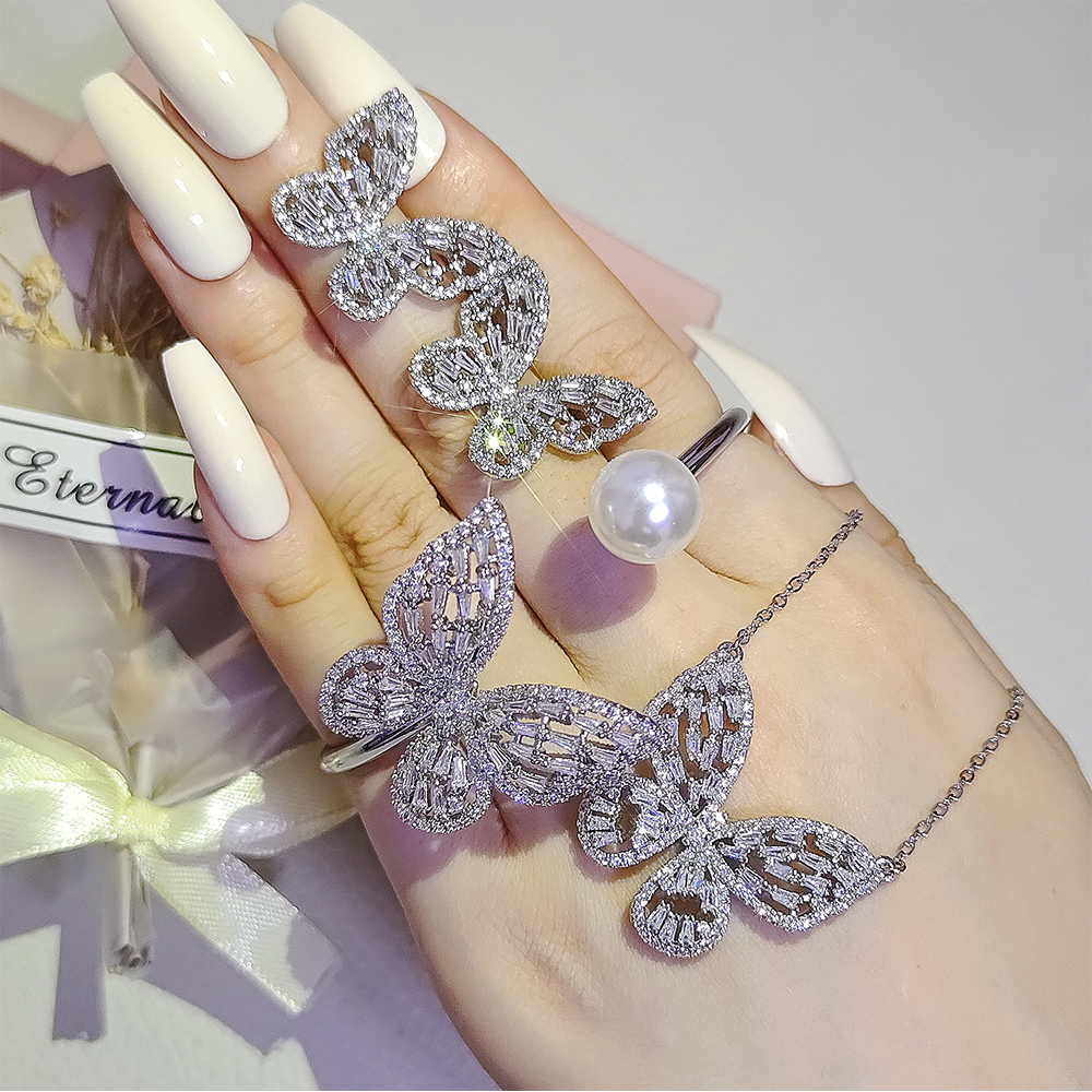 3er-Pack 2026 Neuer Luxus Schmetterling Silberfarben Braut Dubai Hochzeit Für Frauen Damen Jubiläumsgeschenk Schmuck Großhandel J7586 – Detail 1