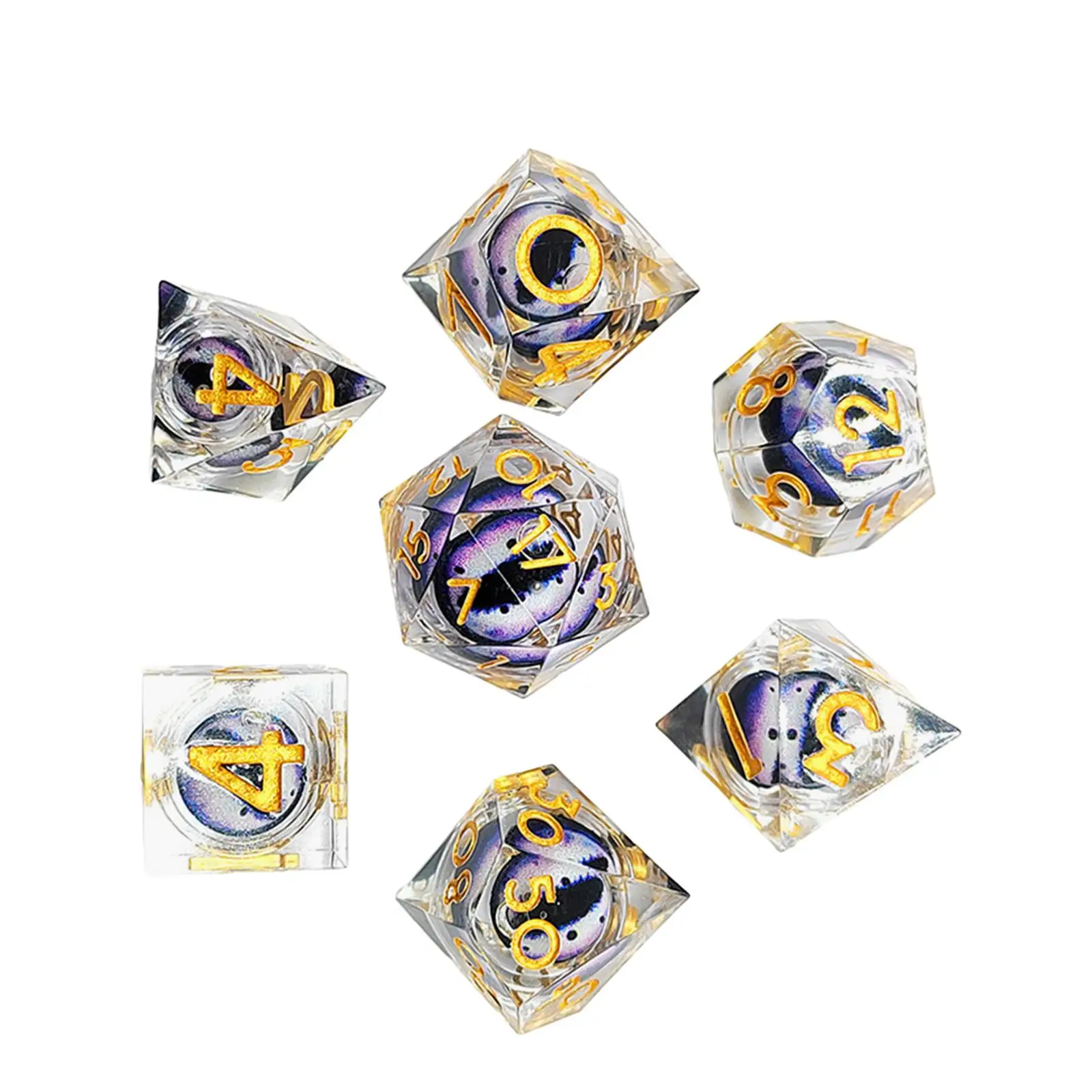 Resin Polyhedral Eye Dice 7Pcs Set Collection for Interactive Games