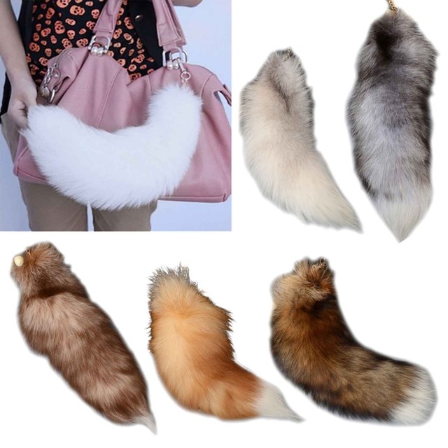 FATPIG Women's Bag Charm fox tail keychain Long Fox Fur tail keychain fairy  Handbag Trinket Pendant Accessories Furry Bags - AliExpress