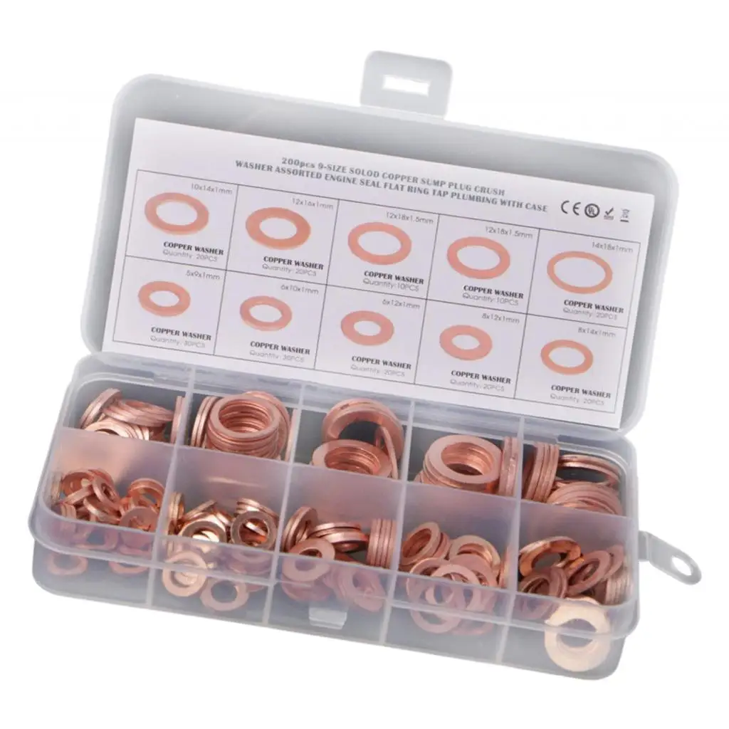 Copper Washer Gasket Set Flat Rings Sump Plug Oil Seal Gasket Gasket Copper