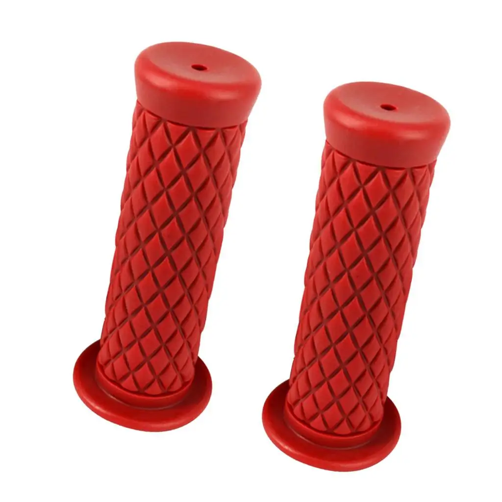 2 Pair Motorbike Motorcycle Handlebar Handle Bar Grips Red and White - 22mm/24mm