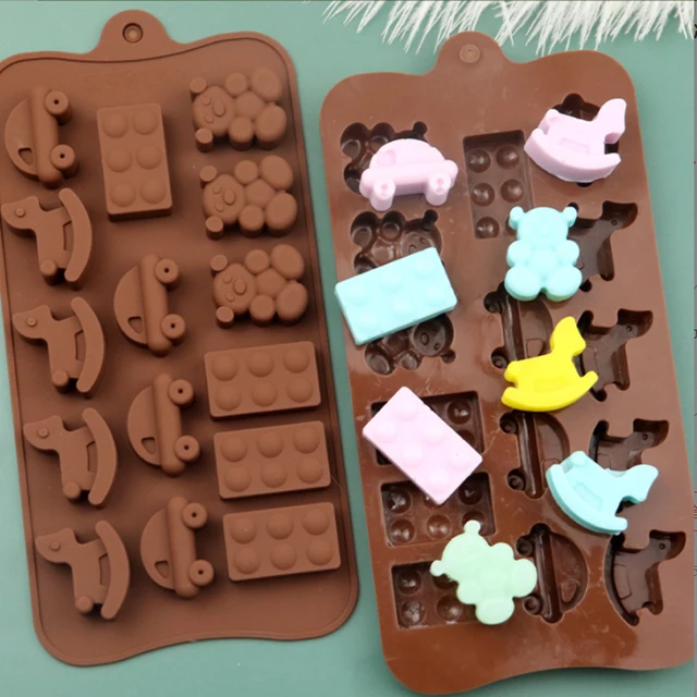 Silicone Chocolate Mold Cartoon Animal Lion Bear Dinosaur Chocolate Candy  Ice Cubes Children's Food Supplement Party Baking Tool