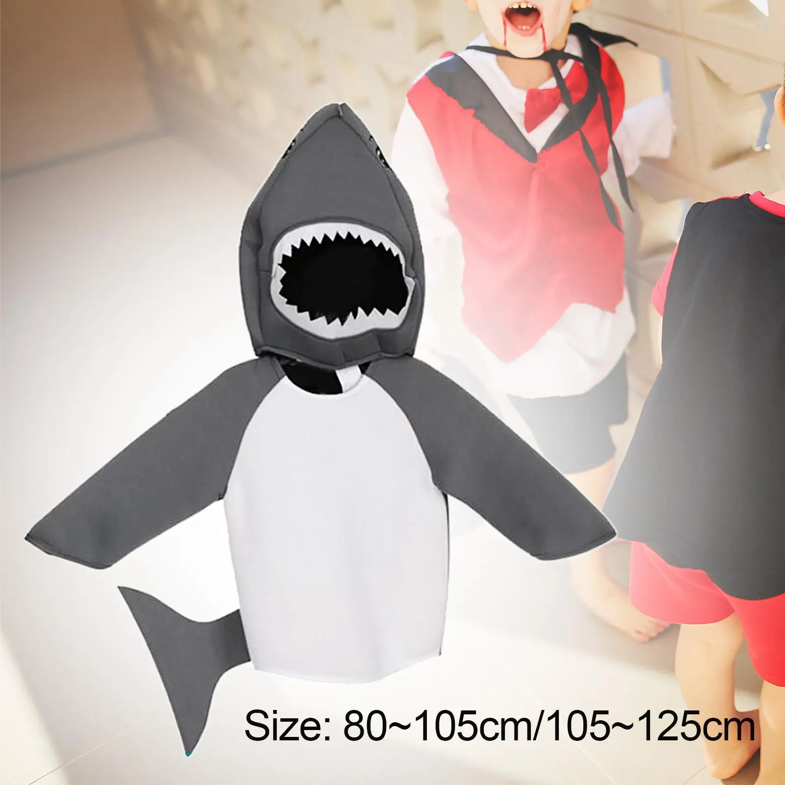 Kids Shark Costume Hoodie Soft for Boys Girls Halloween Dress up for Stage Performance Carnivals Children`s Day Party Toddlers