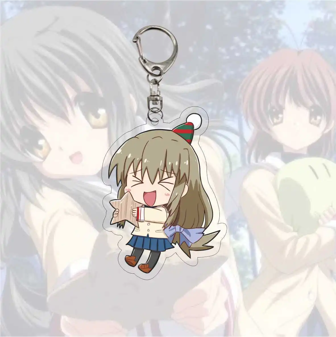 CLANNAD Anime Key Chain Women Furukawa Nagisa Ibuki Fuko Fujibayashi Kyo Keychain Man Acrylic Pendant Kawaii Cosplay Ornament