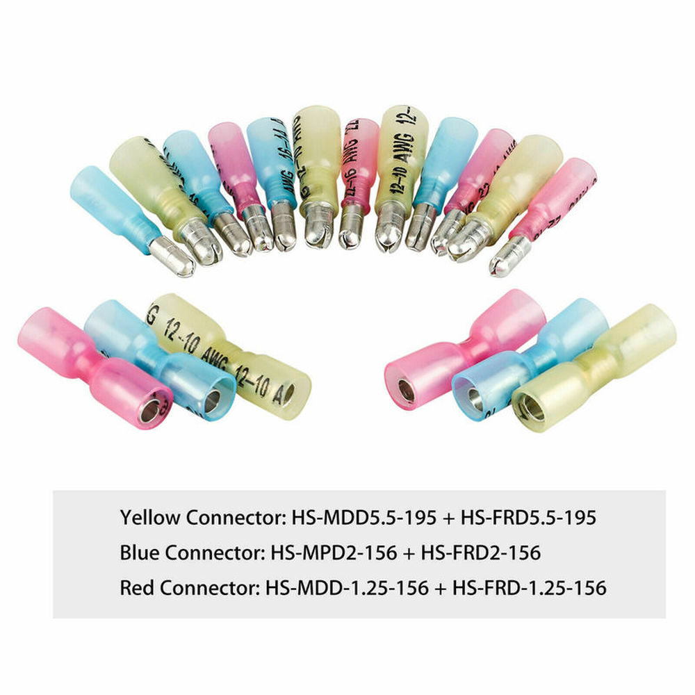 Description Picture 6 of item60PCS Heat Shrink Bullet Terminals Waterproof Female Male Electrical Wire Connectors 10-22AWG Assortment Kit