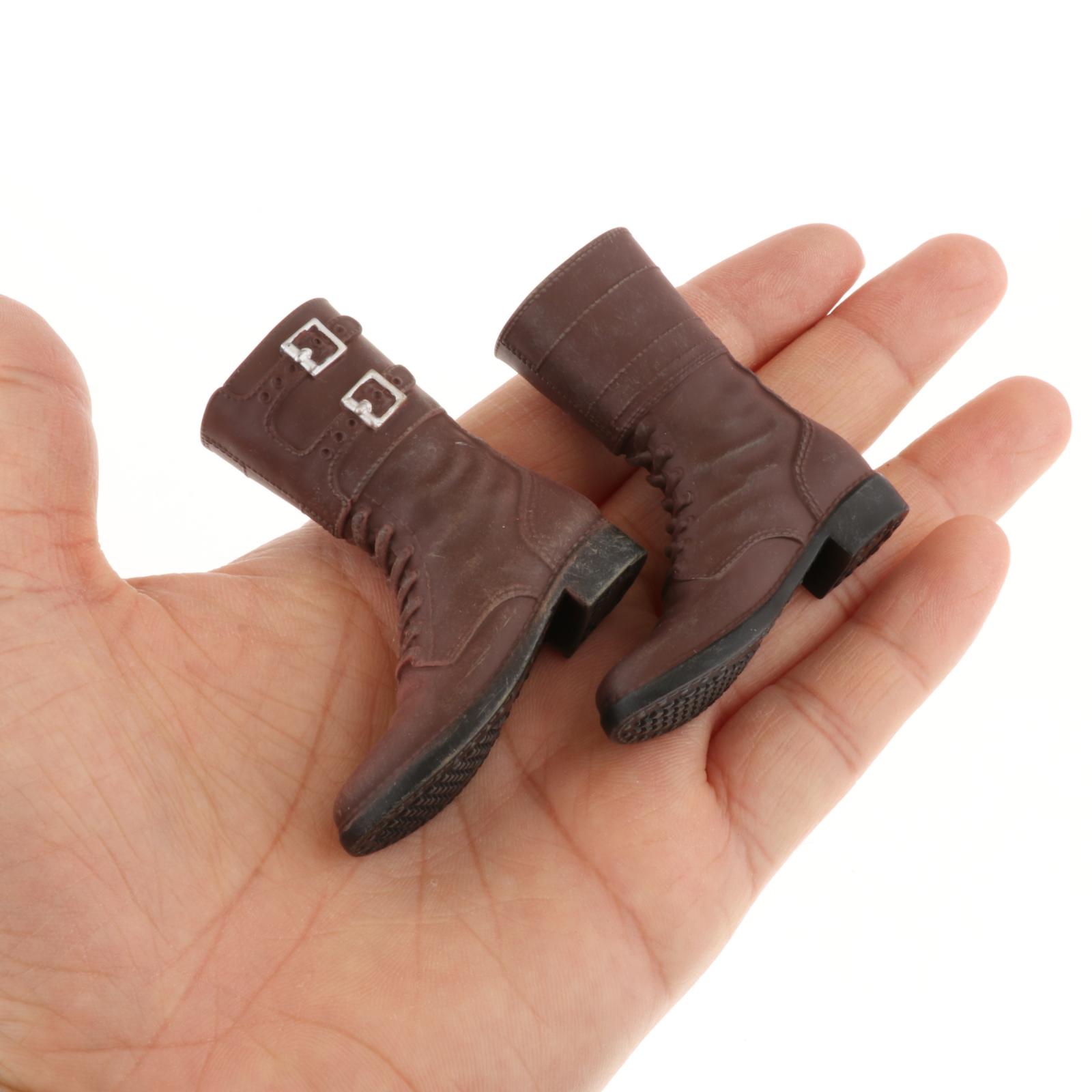 Handmade Brown 1/6 Scale Male Soldier Hiking Boots for HT Toy 12