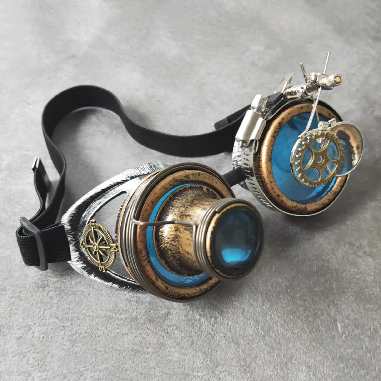 Fashion Steampunk Goggles Blue Punk Rustic Women Men Sunglasses for Party Photo Prop Costume Eyewear Cosplay