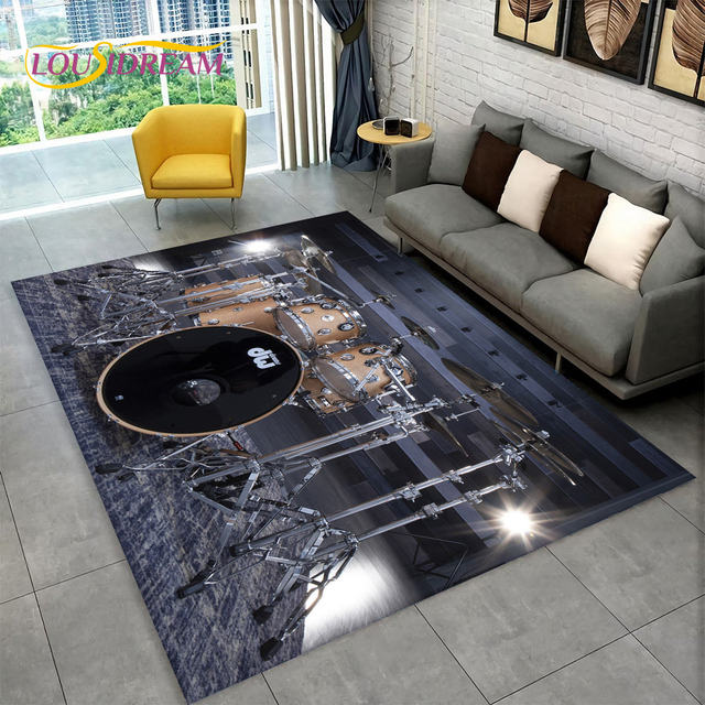 Music Room Drum Rug Electric Piano Rectangular Carpet Living - Temu