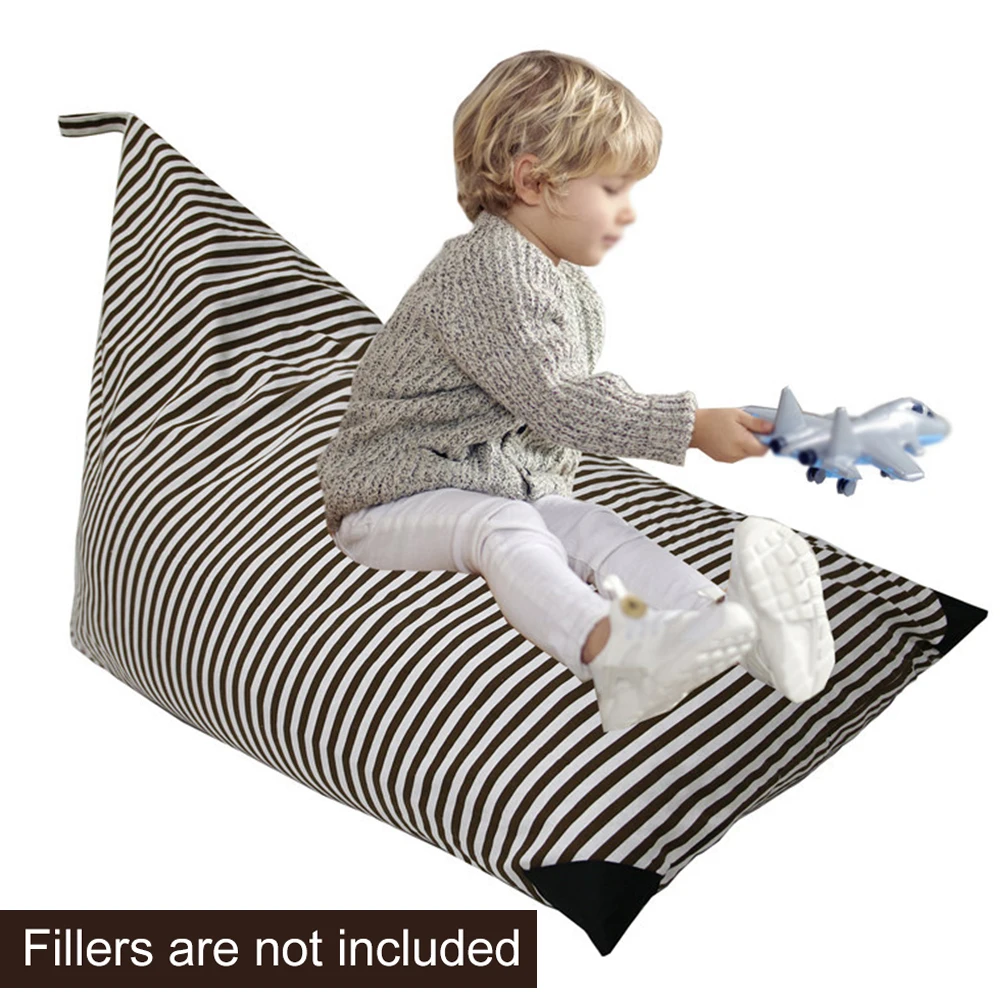 Printed For Stuffed Animal Home Dustproof Bedroom Sofa Chair Cover Toy Organizer Storage Bean Bag Triangle Canvas Large Capacity
