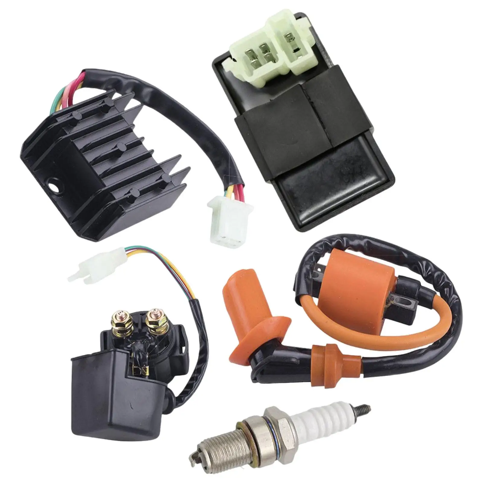 Ignition Coil Solenoid Relay Rectifier Cdi Box for 125cc 150cc 200cc ATV Dirt Bikes Mopeds Quad Pit Bikes Replacement Parts