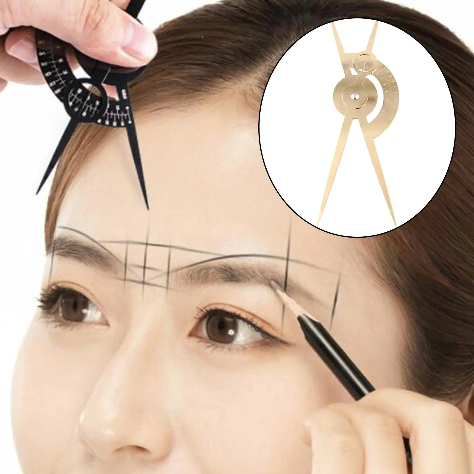Stainless Steel Eyebrow Ruler Caliper,  Scale Eyebrow Ruler, Permanent  Eyebrow Measure Tool, Makeup Measure Tools