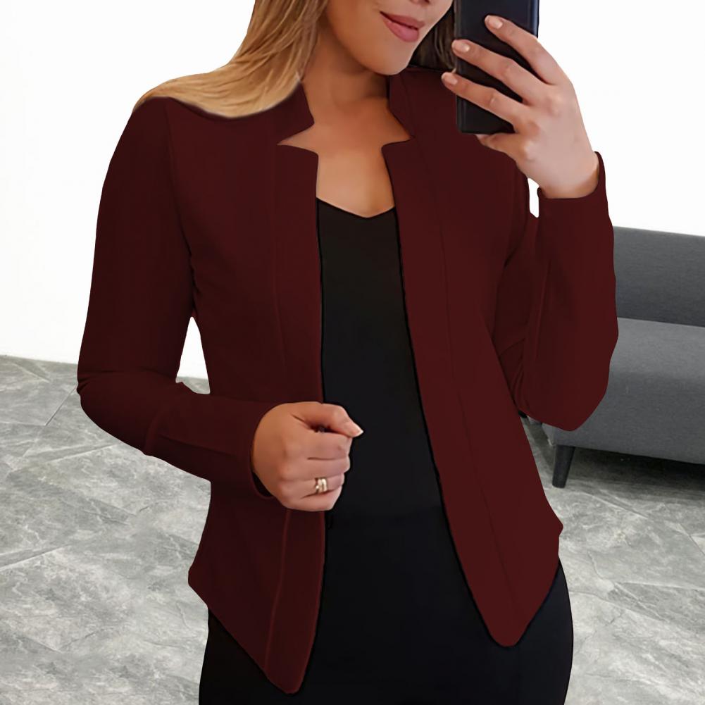 Title 5, Einfarbig Slim Fit Frauen Blazer Jacke Kerb Kra...