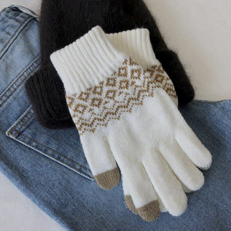 Winter Warm Knitted Gloves Mobile Phone Touch Screen Knitted Gloves Winter Thick Warm Cycling Riding Adult Gloves For Men Women