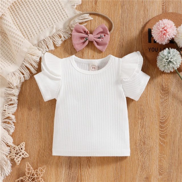 SUNSIOM Baby Girl Romper Fly Sleeve Square Neck Solid Color Chest Pocket  Buttons Summer Short Romper + Headband 2pcs - AliExpress