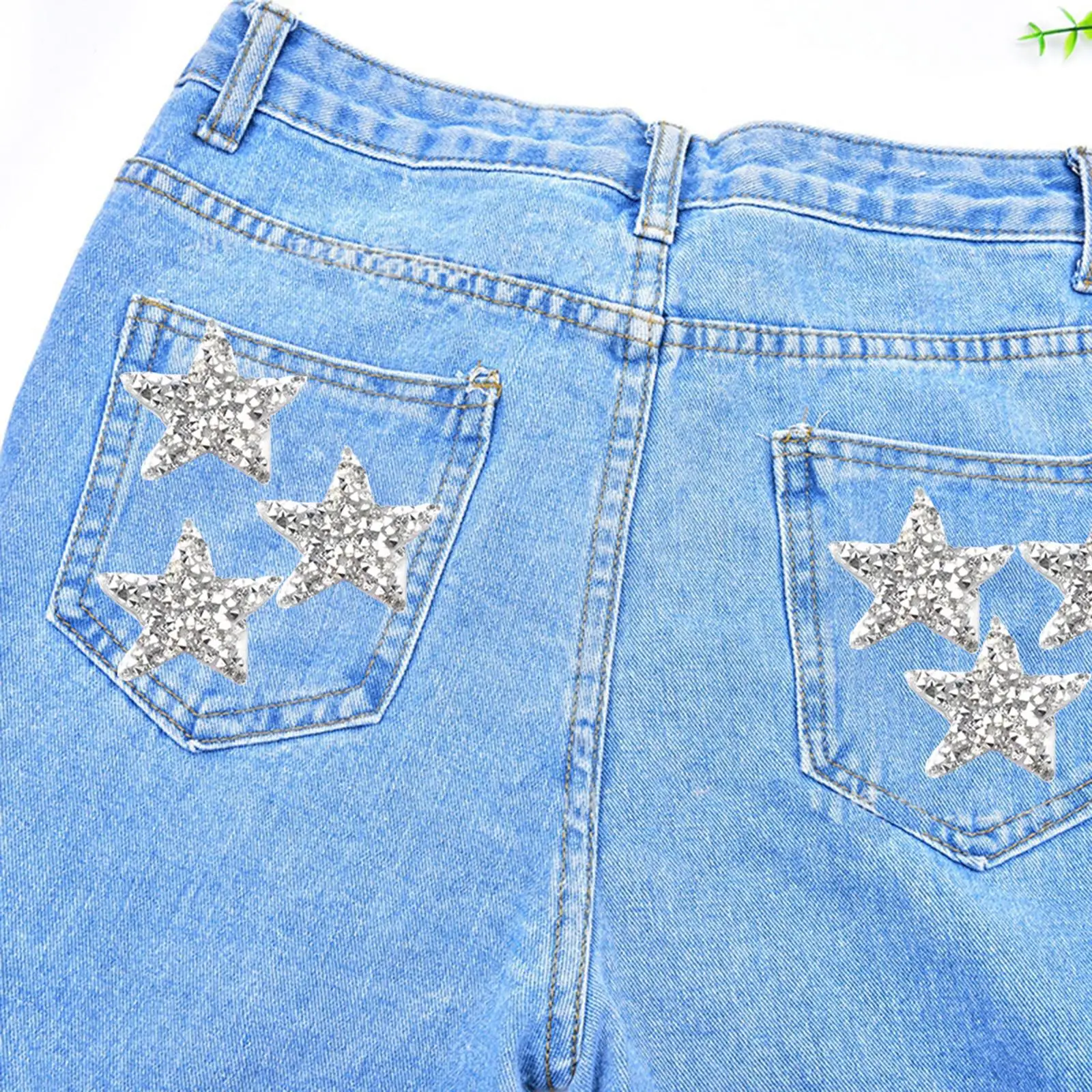 6 pcs Star Patches Rhinestone  Applique Patches Adhesive Stick for Clothing Sticker Badge  for Clothes Bag Pants Cellphone