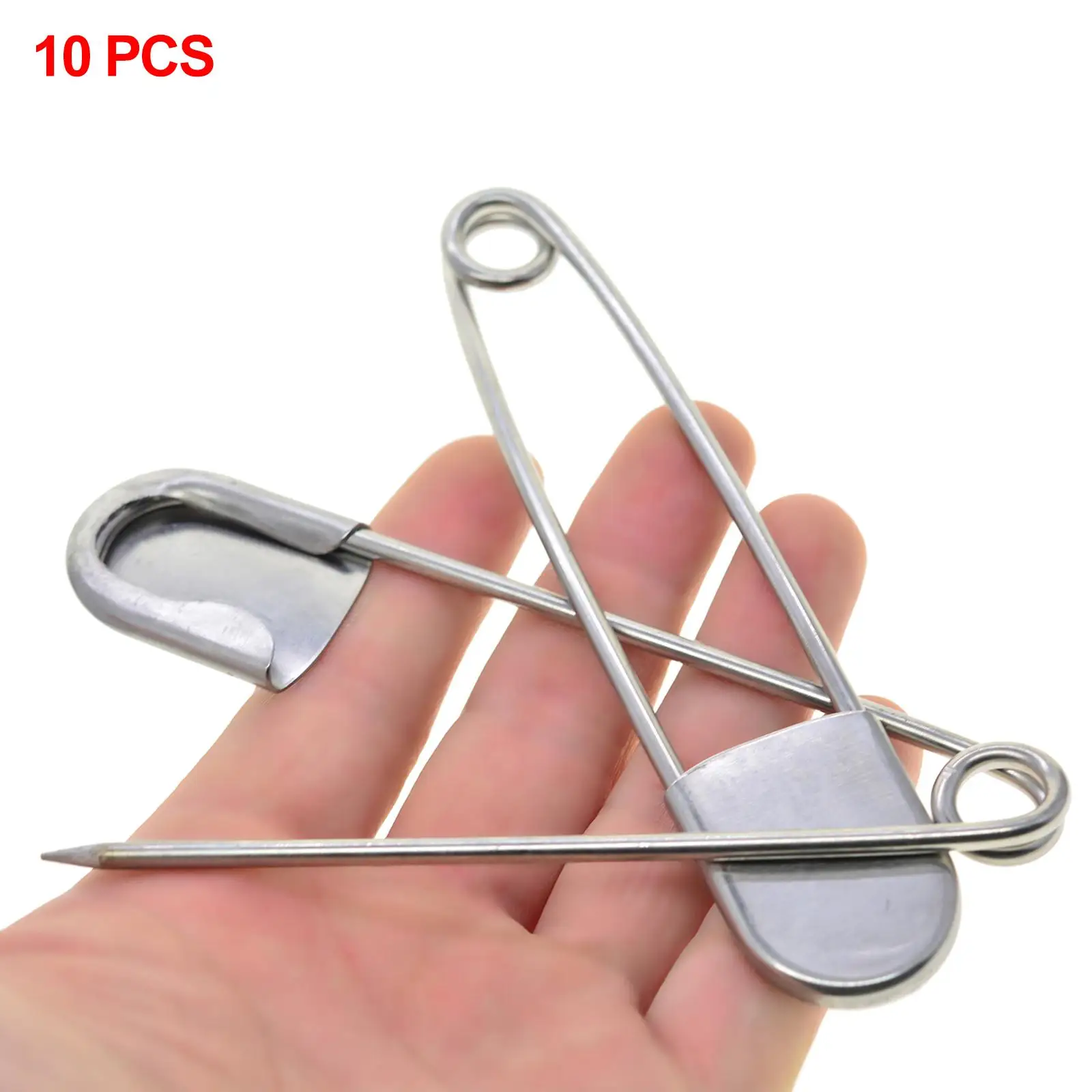 10 Pieces 5 inch Extra Large Safety Pins Jumbo Heavy Duty Stainless Steel for