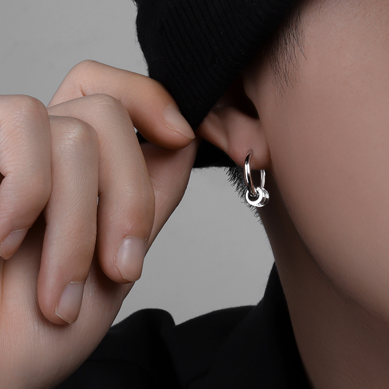 Echte 925 Sterling Silber coole unsex Ohr schnalle für Frauen Männer Creolen Schmuck Zubehör – Detail 1