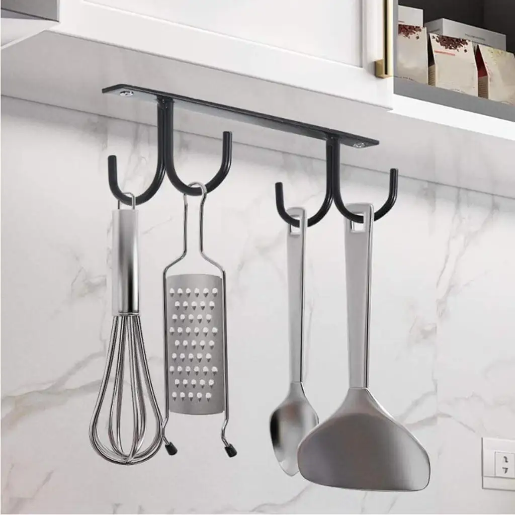 Hooks Cup Holder Hanger Under Cabinet Shelf Rack Organizer Hook Display
