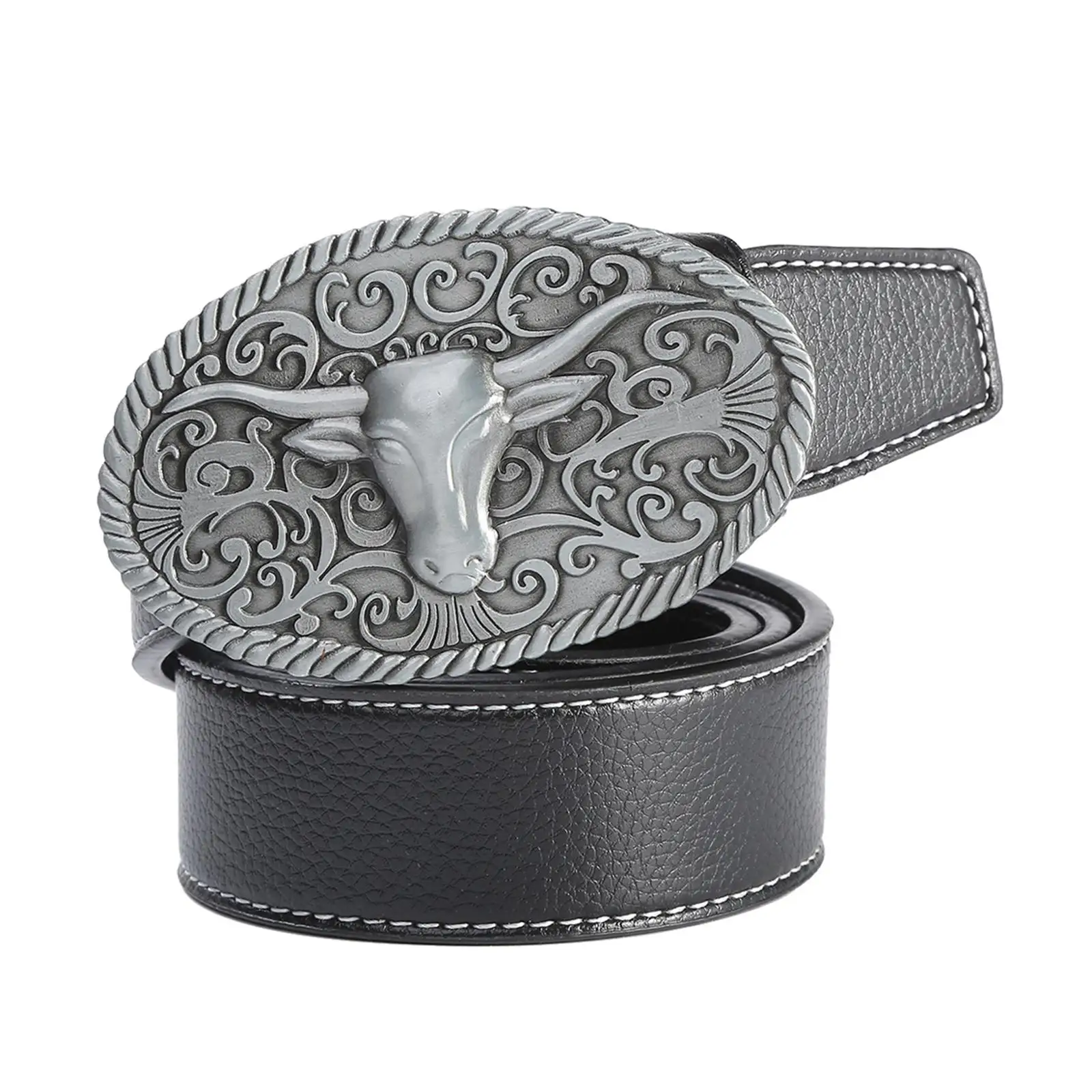 Buckle Belts Mens Leather Belt Strap Western Belt for Father Birthday Gift