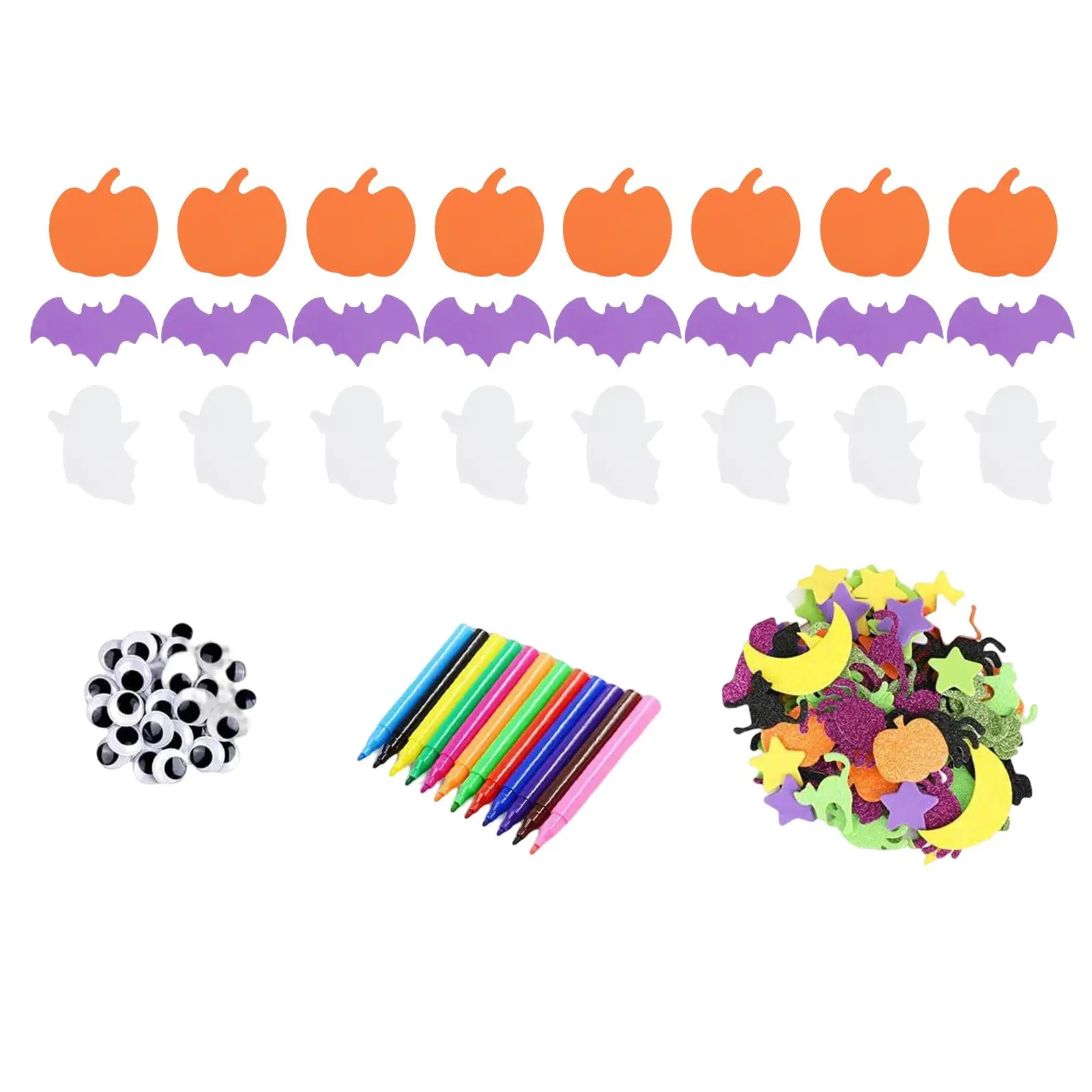 24 Pieces Halloween Foam Pumpkin Crafts Kit, Pumpkin Stickers for Halloween, Kids Crafts Party Decoration
