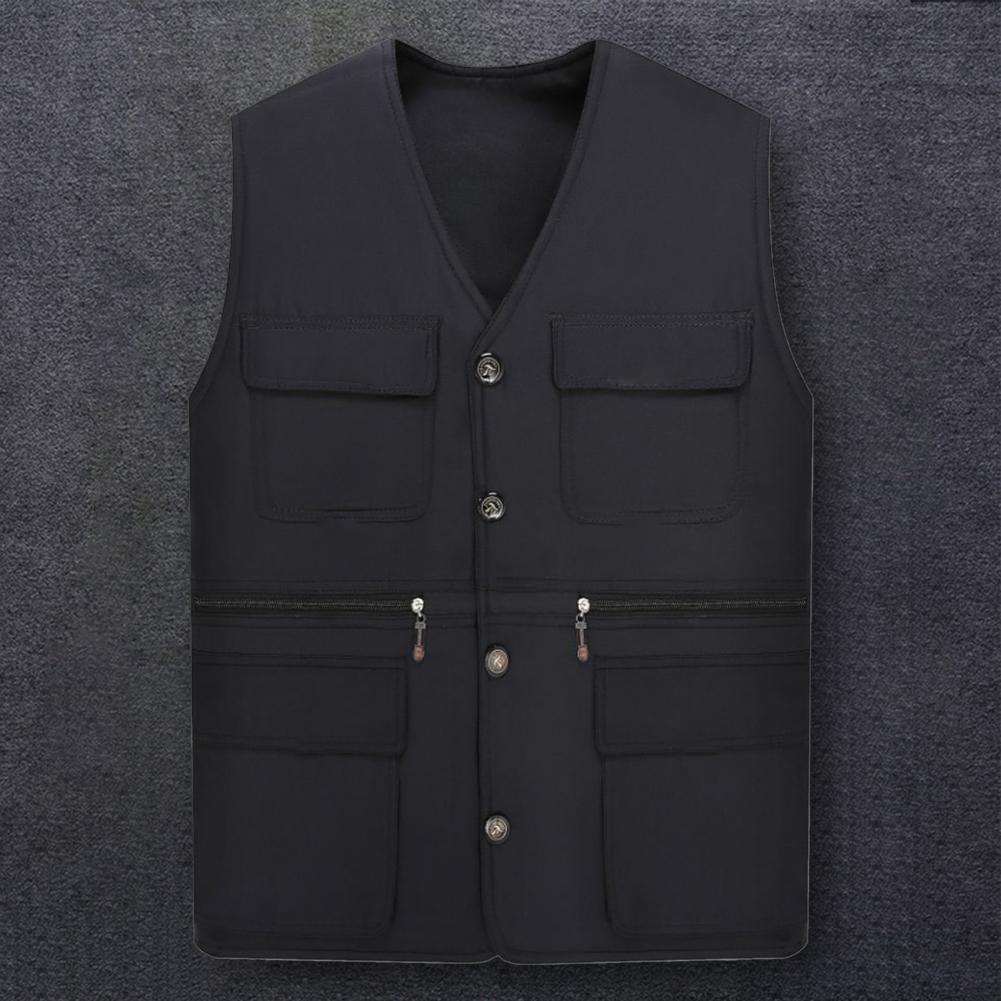 Description Picture 6 of itemMen Vest Jacket Male Waistcoat Washable Relaxed Fit Single Breasted Overall Jacket Vest Multiple Pockets Work Vest Cargo Vest