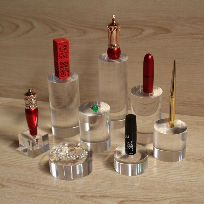 Clear Acrylic Column Sheet Stamping Block Cosmetics Display Stand Photography Props Ornaments Rings Jewelry Holder Perfume Riser