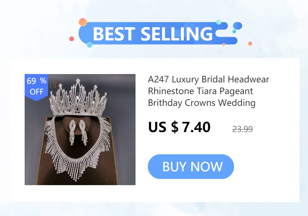 A111 Luxurious Wedding Crown Earring Necklace Set  African Bride Tiara Sets Nigeria Bridal Hair Jewelry Set Baroque Headband