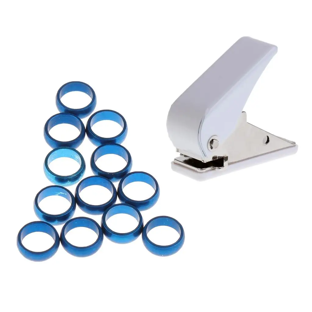 MagiDeal Target Punch Rectangular Hole Puncher + 12 Pcs O Ringss Grip Rings -- Blue