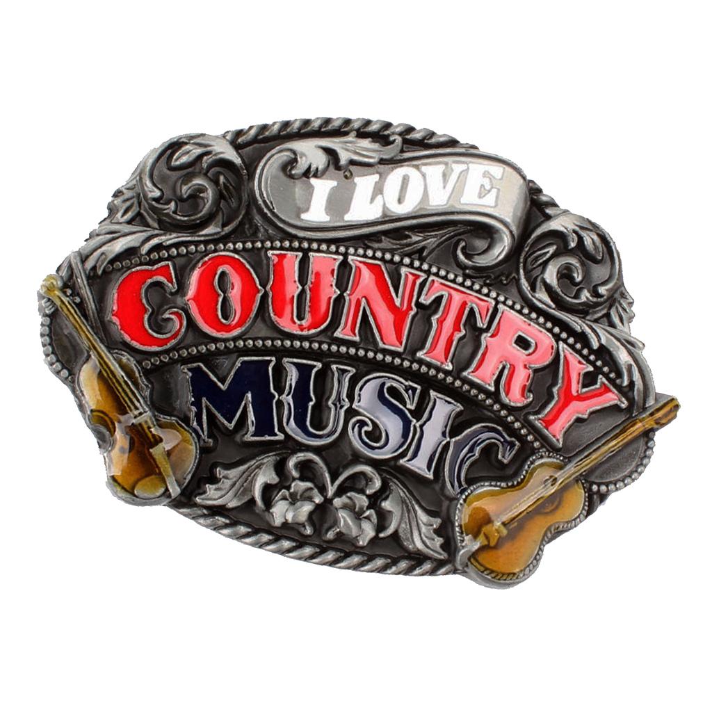  I Love Country Music 3D Guitar Belt Buckle Men Girl Vintage Western Rock Roll Dance
