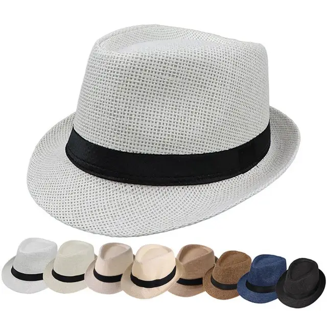 Sombreros de paja para hombres y mujeres, Sombrero de Panamá suave con  hebilla de cinturón, para exteriores, niños, niñas, adultos, playa, Jazz,  Gángster - AliExpress