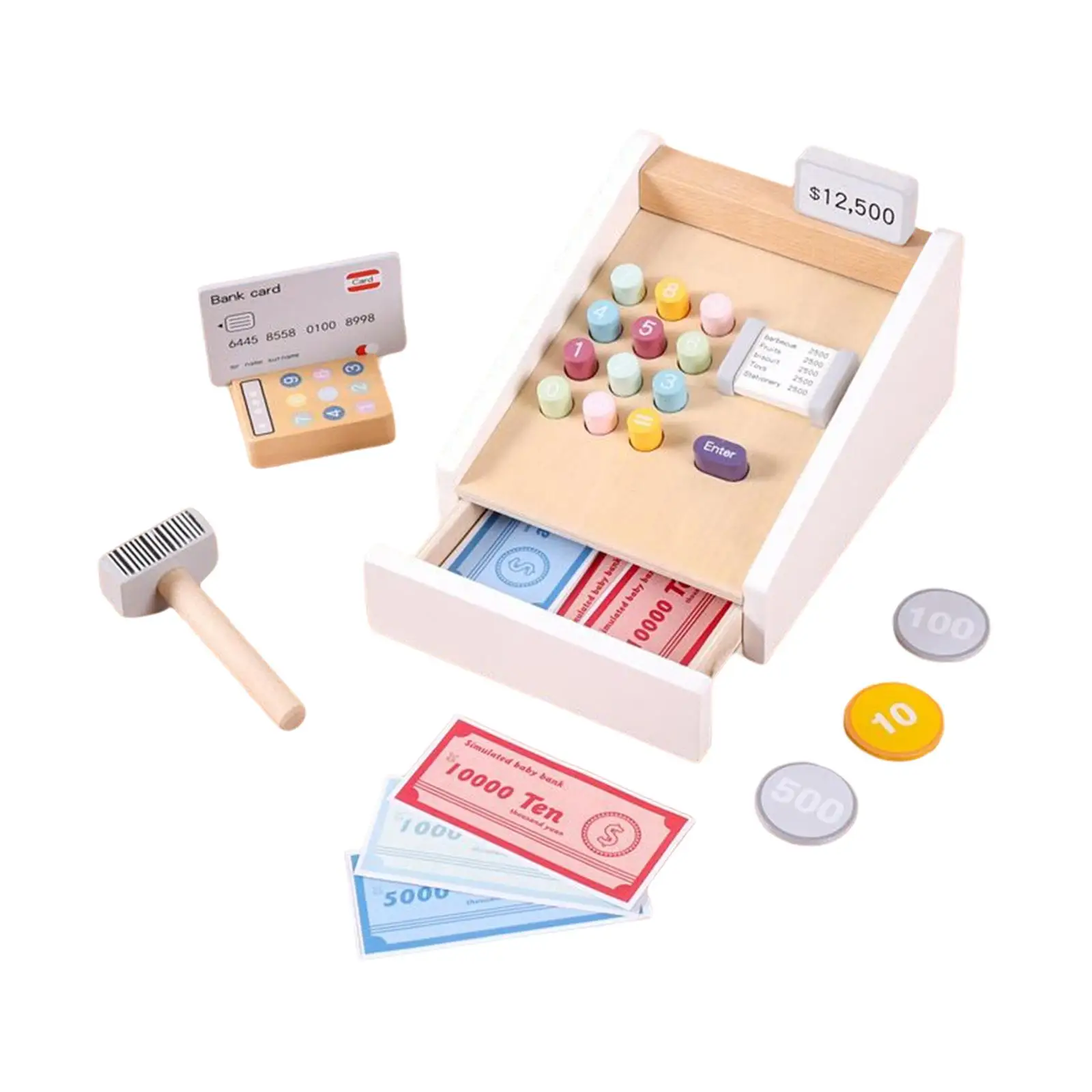 Simulation Cash Register Pretend Play with Accessories Social for Girls Boys