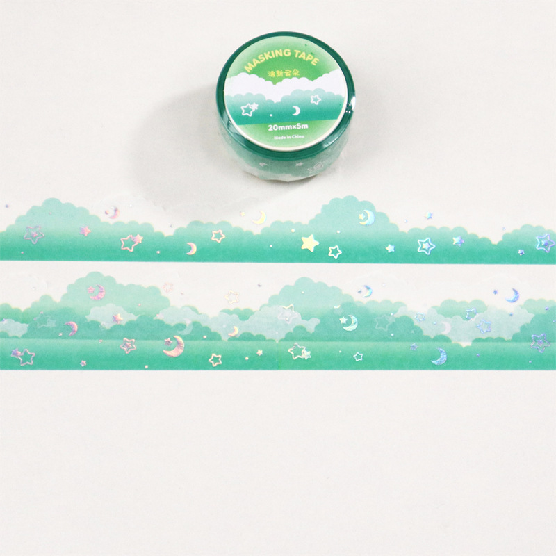 Kawaii stars moon clouds Decorative Adhesive Tape Hot silver Masking Washi Tape Diy Scrapbooking Sticker Label korean Stationery 13 Sdef25598bd3d41c885f33fec15a766a9v
