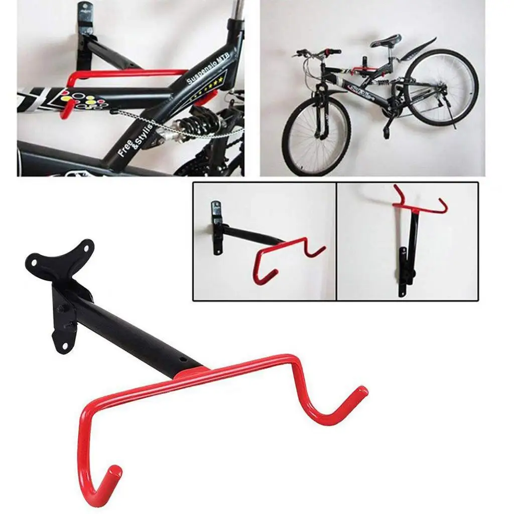 Bike Wall Mount Rack Hook Hanger Room Indoor Bike Holder Folding Flip Up Rack Bike Rubber Coated Hanger Space Saving Saver